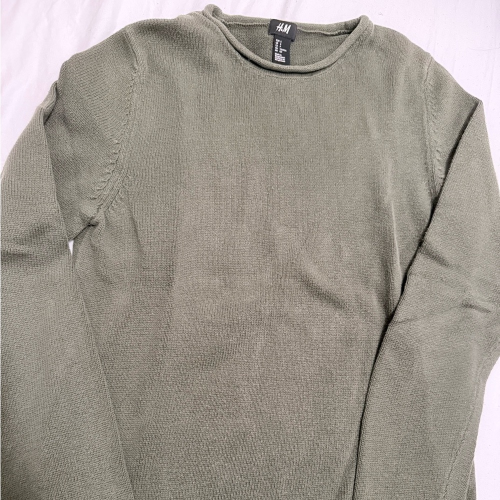 H&M Olive Green Men's Crewneck Sweater